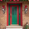 1pc Artifical Christmas Teardrop Swag for Front Door, Christmas Garlands with Christmas Ball Red Berry Pine Cone Rustic Garland for Xmas Home Decor