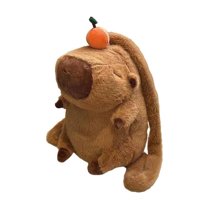 Lovely Capybara Backpack Plush Shoulder Bag School Lunch Bag for Kids Adult Daily Use Cartoon Backpack Birthday Gift