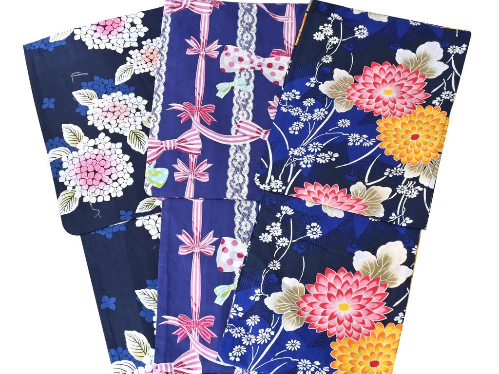 [SAKIKU-EN] A ready-made yukata and easy-to-wear obi set (navy blue) - Choose your favorite color (pattern is random). A perfect gift