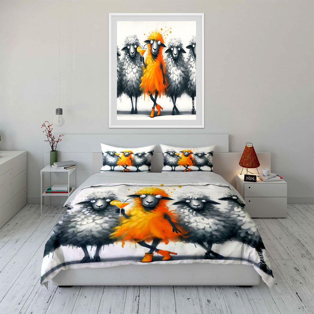 Radiant sheep in spotlight. Bedding sets Duvet covers Pillowcases(1* Duvet Cover 2* Pillowcases without duvet insert)