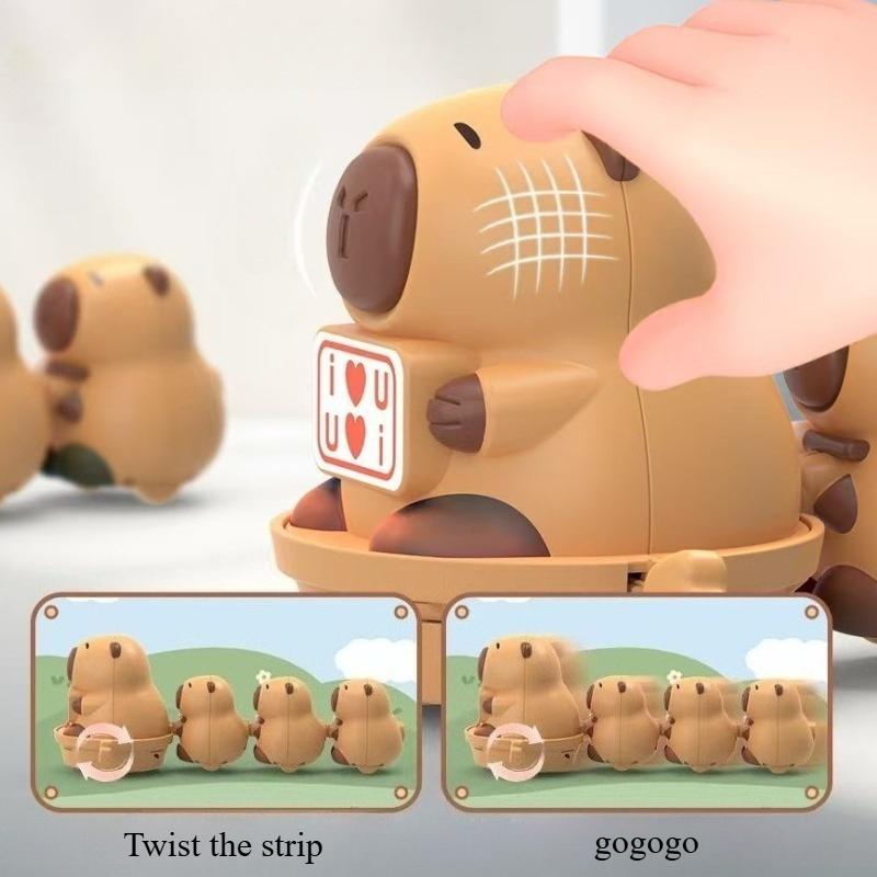 Plastic Capybara Clockwork Toy Kawaii Magnetic Connection Four Capibara Wind Up Doll Cute Things Interactive Educational Gift