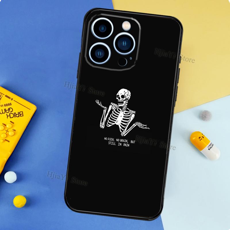 Skeleton Art Case For iPhone 11 14 15 16 Plus Soft Phone Cover For iPhone XR X XS 12 13 Pro MAX Mini