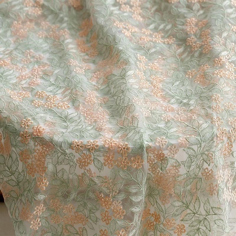 130x45CM Fresh Embroidery Lace Yarn Tulle Mesh Fabric DIY Craft Material for Costume Wedding Dress Skirt Clothes TJ9546