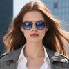 [Rimerakea] Sunglasses for Men and Women, Teardrop Shape, UV400 Protection, Polarized, Gradient Blue, Stylish, for Fishing, Driving, and General