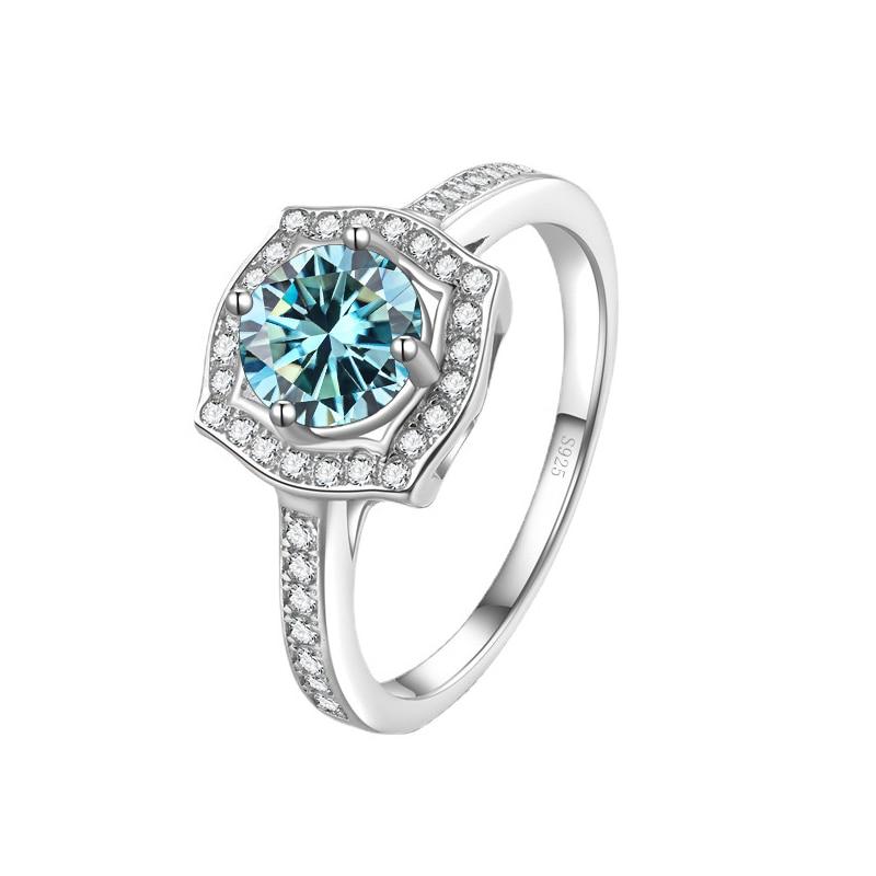 BagueRingen Trendy Sterling Silver S925 Wedding Ring 2ct D-COLOR Moissanite Jewelry For Women GRA Certificate