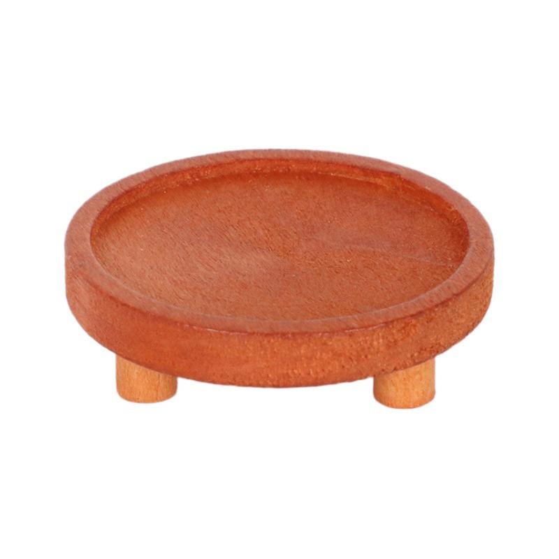 1/12 Dollhouse Simulation Mini Wooden Round Tray Model Dollhouse Miniature Kitchen Furniture Decoration Dolls House Accessories