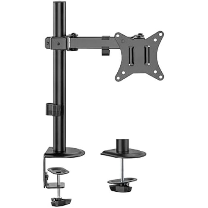 AISENS - DT32TSR-147 - Schwenkbare und neigbare Tischhalterung für Monitor/TV 9Kg (3 Drehpunkte, 1 Arm) von 17-32, Schwarz
