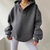 2024 Autumn/Winter Women's Solid Color Hooded Sweatshirt - Long Sleeve, Loose Fit Top