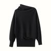 2026 Autumn Women's One-Shoulder Cashmere Sweater - Irregular Sweet Style, Solid Color, Warm & Stylish