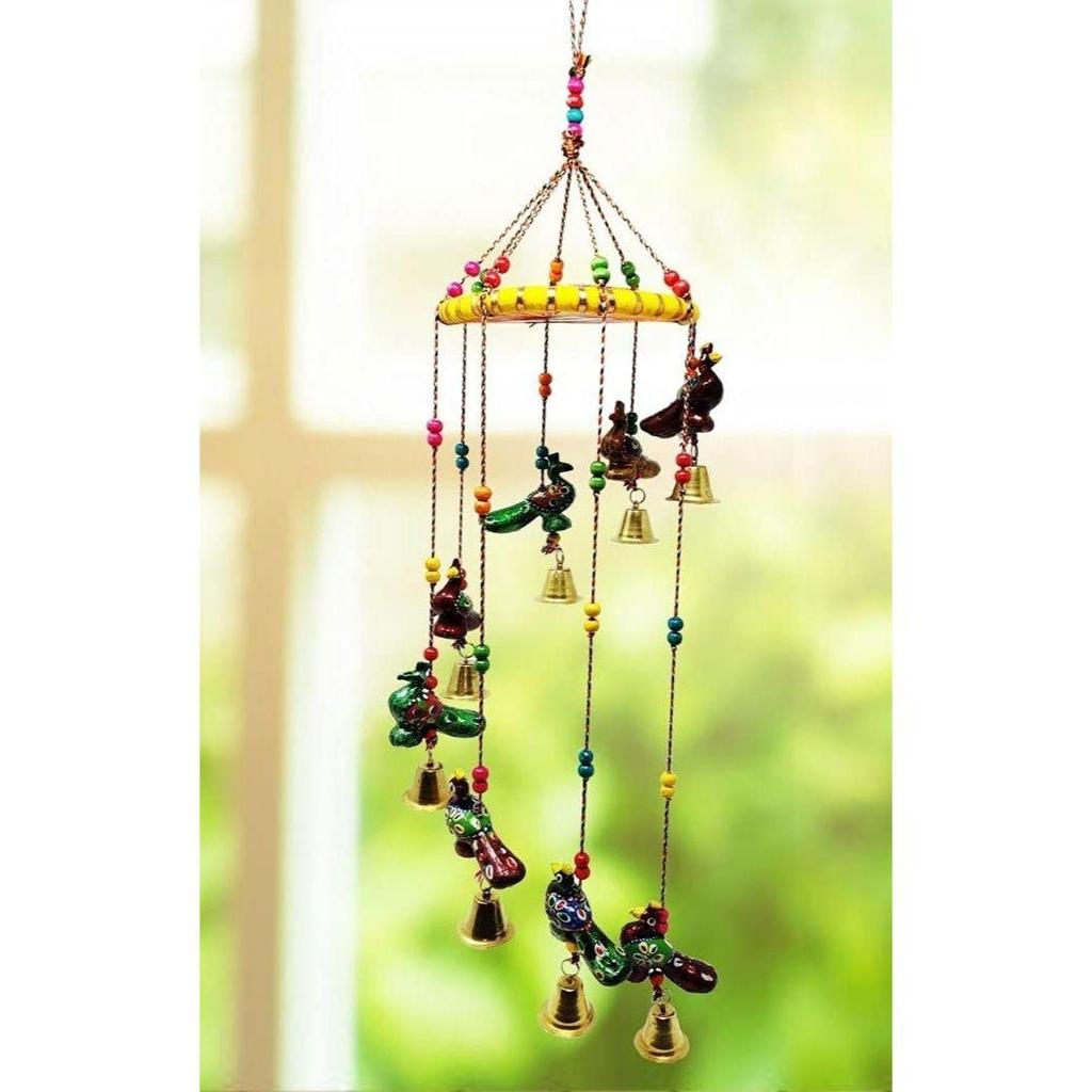 Plastic Handcrafted Recycled Material Peacock Rajasthani Door/Wall Hanging Decorative Showpiece