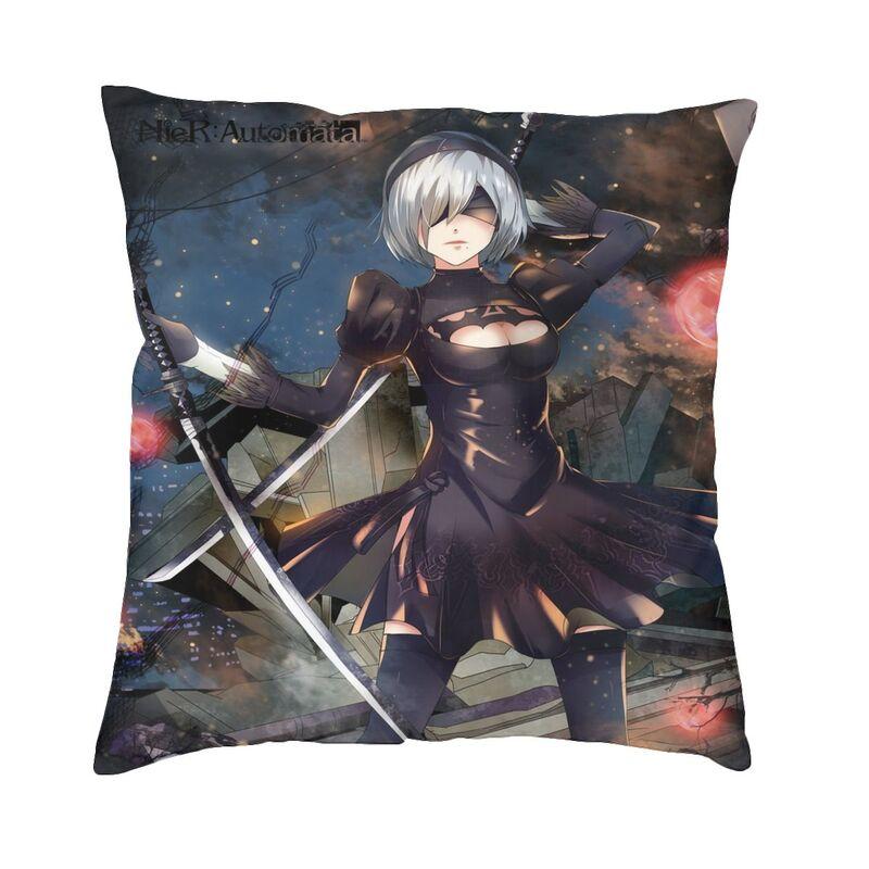 Fashion Anime Cartoon Game Nier Automata Square Throw Pillow Cover Decoration Printing Sexy Girl Yorha Cushion Cover For Car