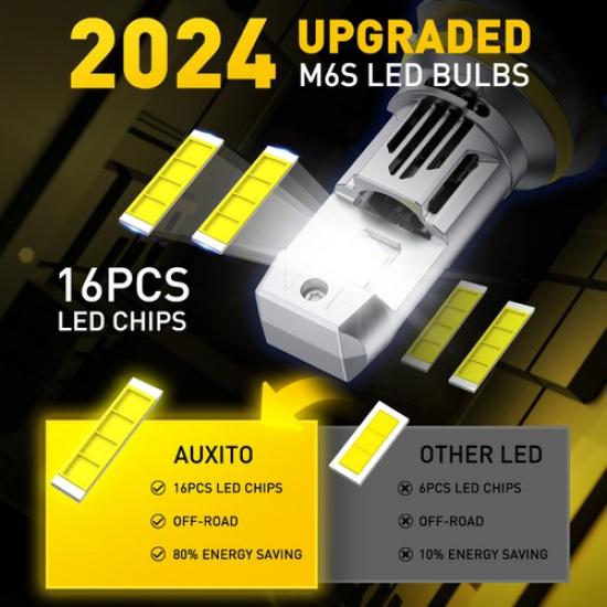 AUXITO 9007 Super White 66000LM Kit LED Headlight Bulbs High Low Beam Combo 2