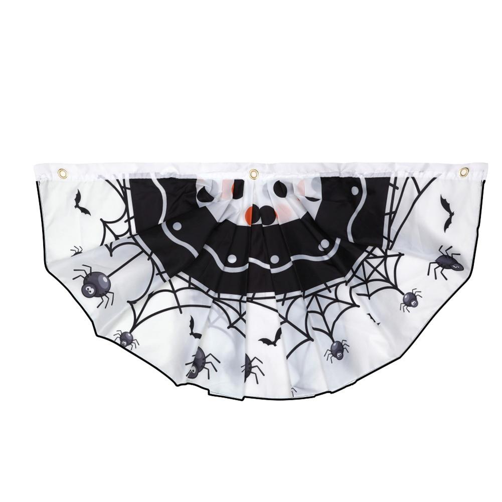 For Porches Hanging Halloween Flag Halloween Pleated Fan Flag Yard Decoration Fade-resistant Classic Halloween Patterns