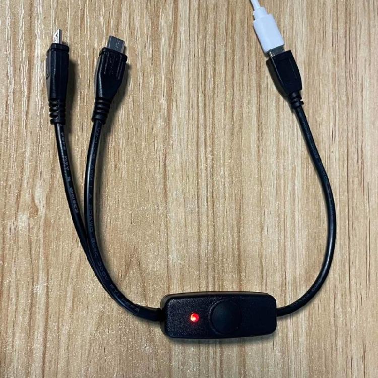 1 in 2 Out USB 5Pin Charging Cable with Integrated Switches & LED Light for 5V2A LED Lamp and Portable Electronics Black