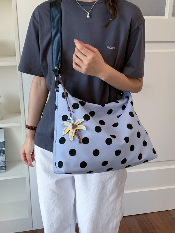 2026 Lightweight Versatile Polka Dot Bag for Women: Large Capacity Shoulder, Crossbody, or Hobo Style for Relaxed Commuting