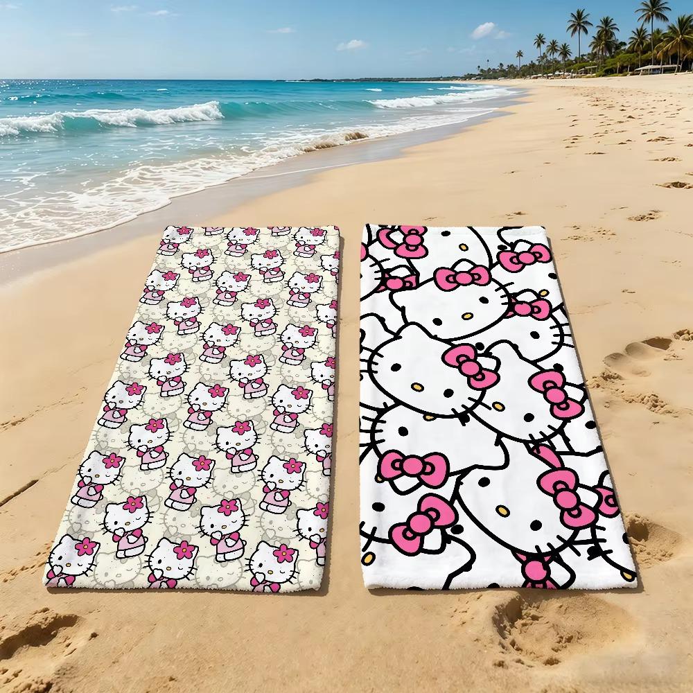 H-Hello Cute K-Kitty Summer Beach Towel, Super Absorbent Quick Drying For Outdoor Camping Swimming Pool Travel Holiday