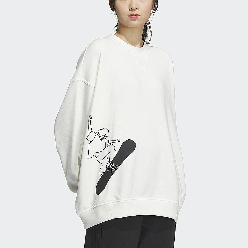 Adidas Originals Trefoil X Nagaba Yu X Su Yiming Collaborative Collection Side Comic Skateboard Pure Round Neck Pullover Sweatshirt IK4315