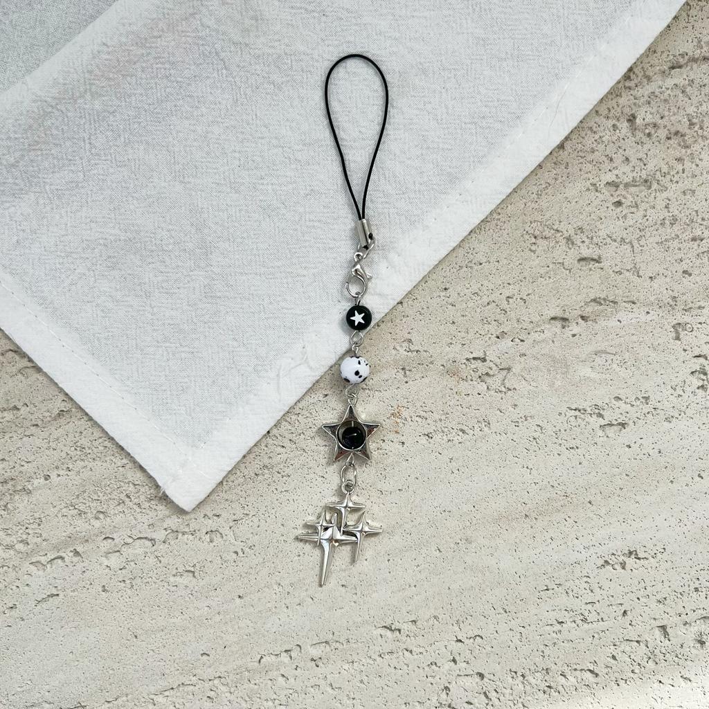 Stylish Beaded Star Phone Chain Multifuntional Beads Accessory Keyring Decors Phone Strap for Fashion Enthusiasts
