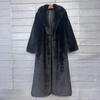 Winter Damen Lässiger Kunstpelzmantel Lange Jacke Trendiger Cardigan Einfarbige High-End-Mode
