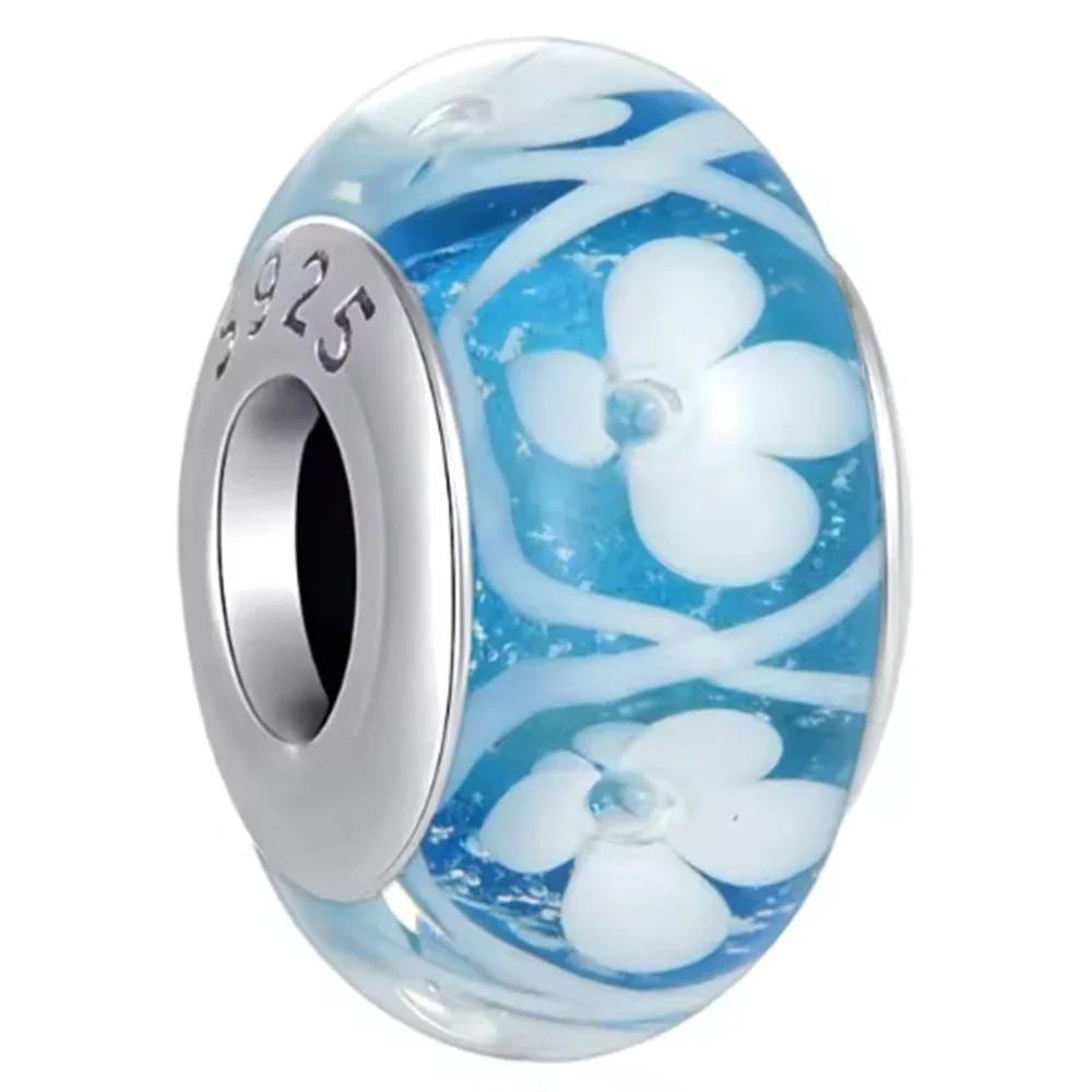 Blue Ocean series glass Bead Components series Copper Metal Murano Glass Bead Components Charm Bead Component Compatible With Do It Yourself ocean
