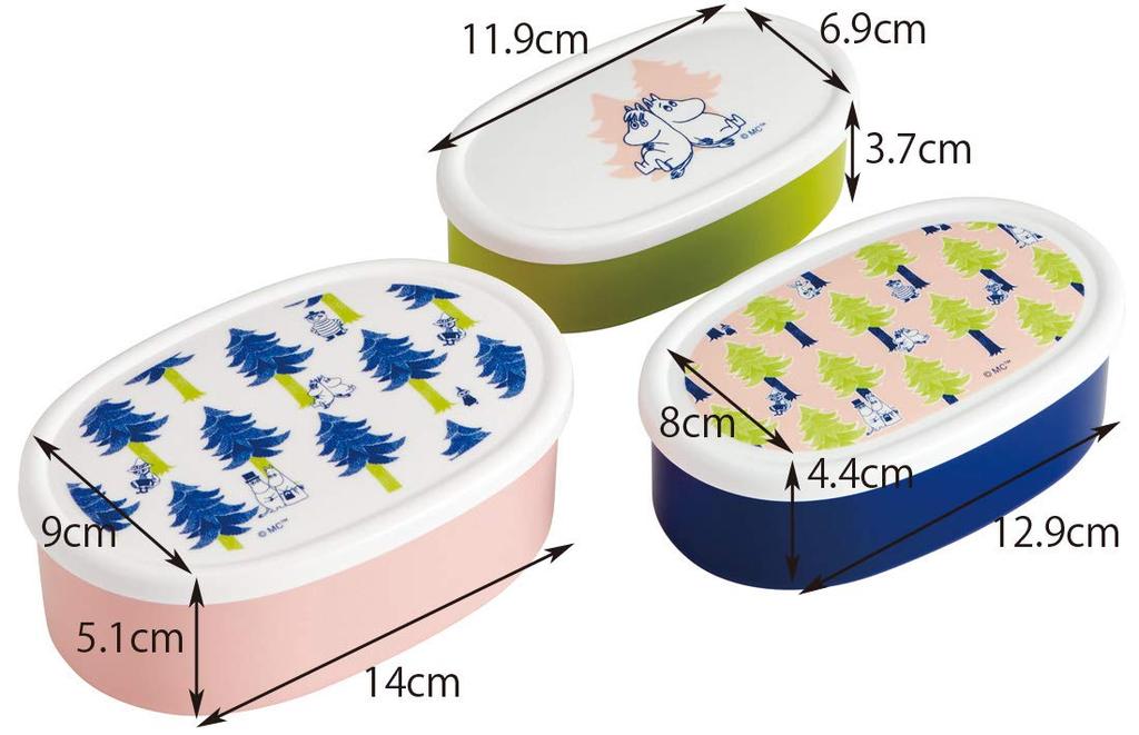 Skater Bento Sealable Storage Set of Moomin 860ml Box, Containers, Containers, 3, Puto, (SRS3S)