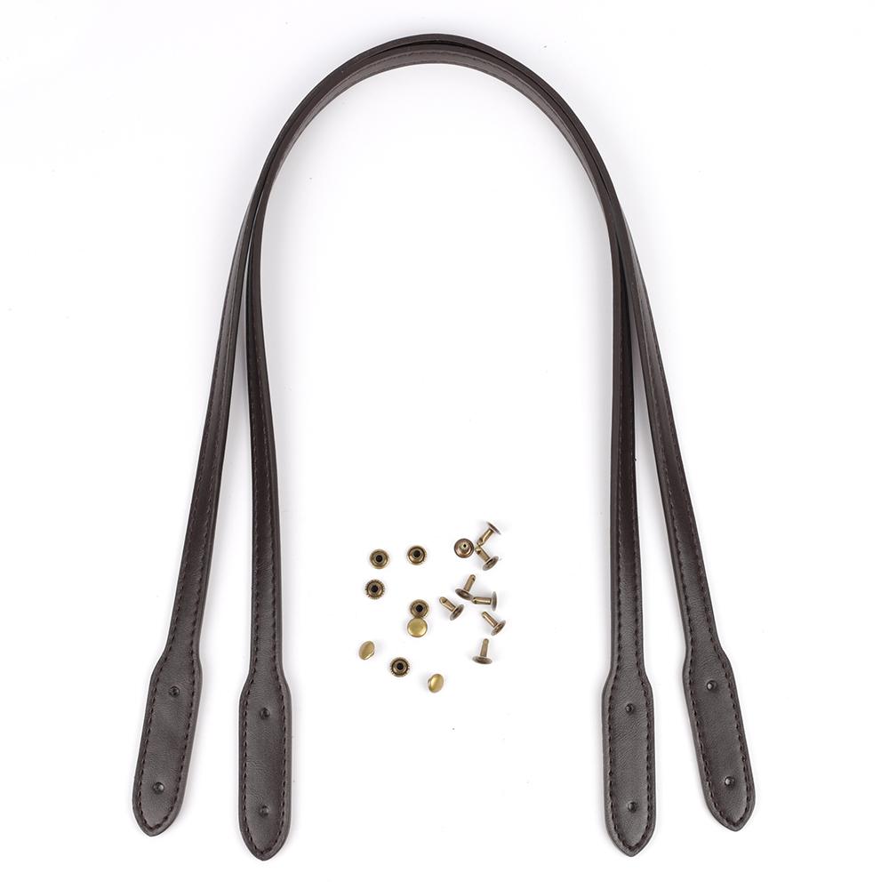 2Pcs Leather Bag Handle Straps Detachable DIY Handbag Replacement Shoulder Strap Short Bags Belt with Rivets Accessories 72cm