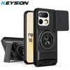 KEYSION Magnetic Phone Case for Realme 16T 5G Slide Camera Lens Protection Upright Kickstand 360° Ring Shockproof Back Cover