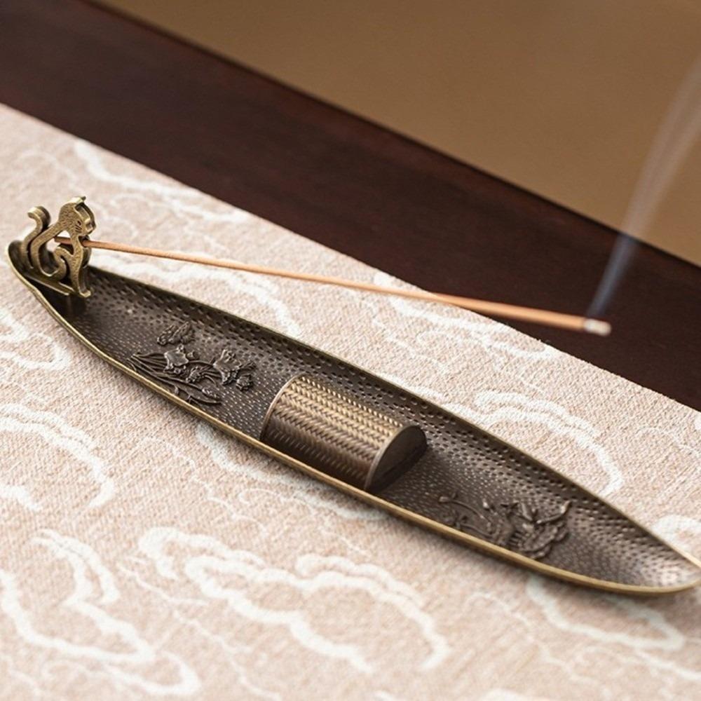 Chic Style Incense Burner Tray Metal Incense Censer Unique Aromatherapy Ornament Temple Burning