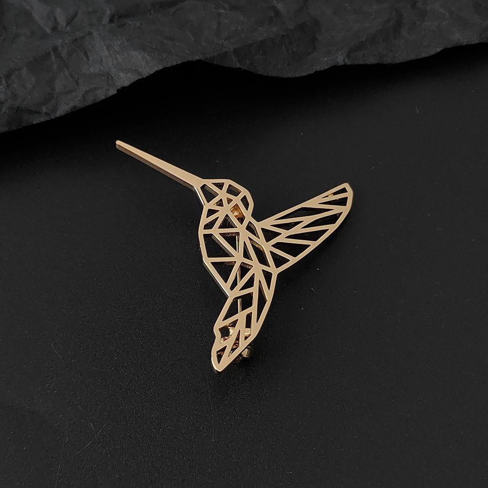 Stainless Steel Hummingbird Brooch Men Cute Animal Design Jewelry Wedding Men's Shirt Suit Badge Lapel Pins Accessory