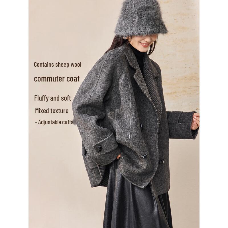 Mohan Yimei Women s Elegant Urban Winter Wool Blend Short Coat S