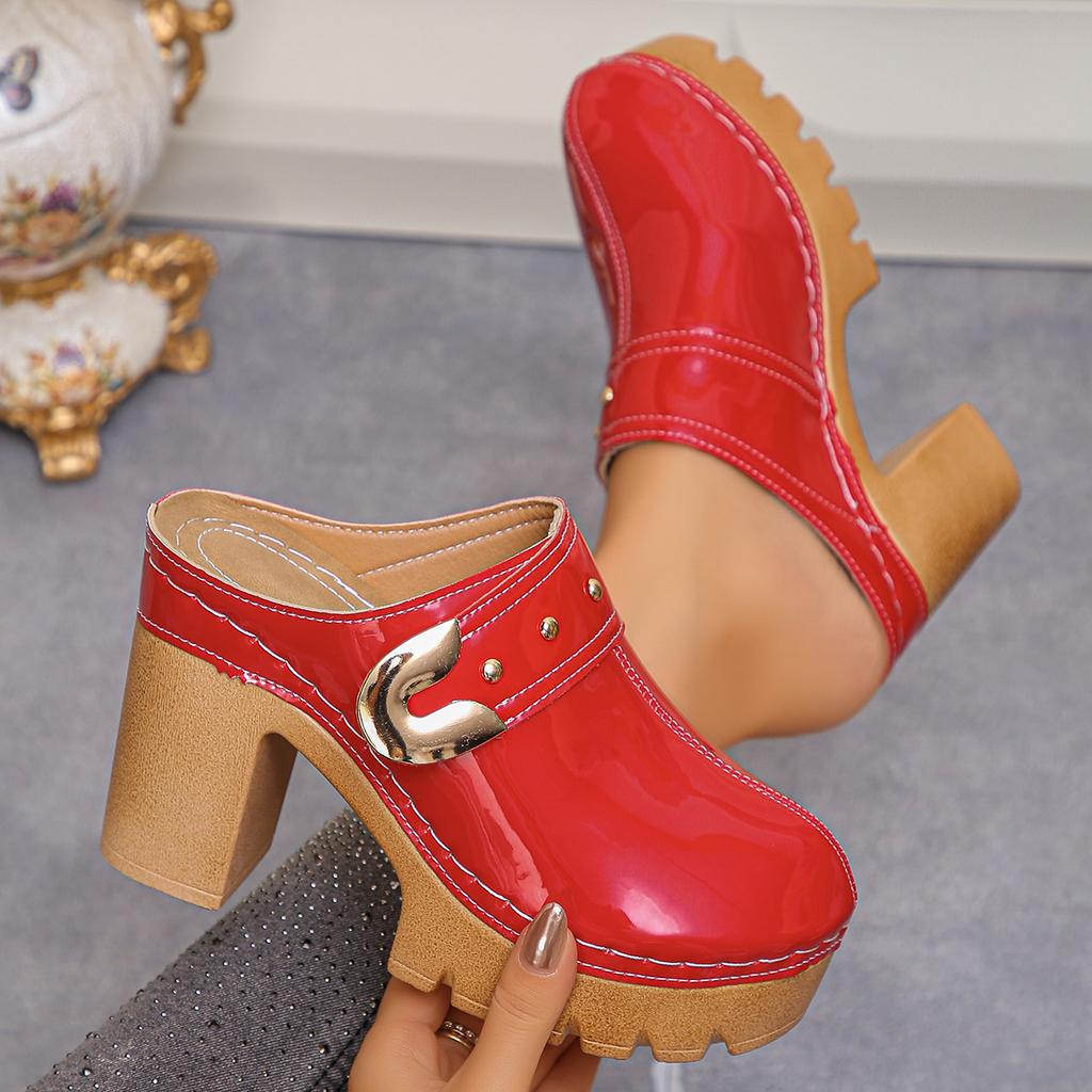 Women Sandals Fashion Round Thick Sole Mules Shoes Chunky Heels Platform Sandals Women Height Increase Summer Retro Shoes Women