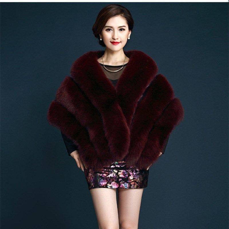 

Осенне-зимняя шуба из искусственного меха лисы, женская шаль для невесты, накидка из искусственного меха норки, меховая шаль ципао среднего размера one size