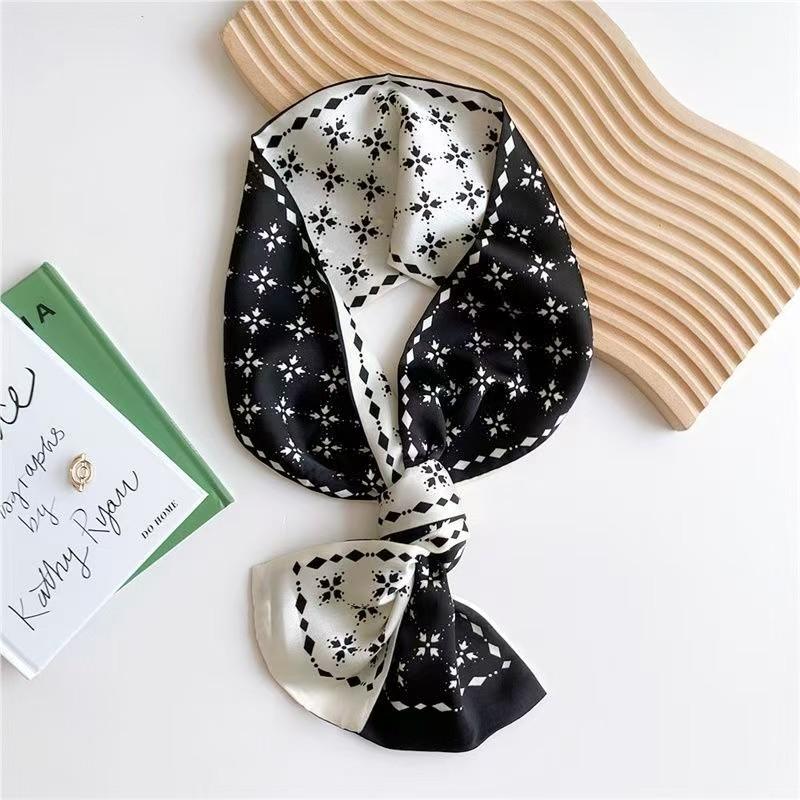 Luxury Design Silk Skinny Scarf For Women Fashion Hair Bands Neckerchief Soft Satin Lady Hands Bag Ribbon Neck Tie Scarf Female