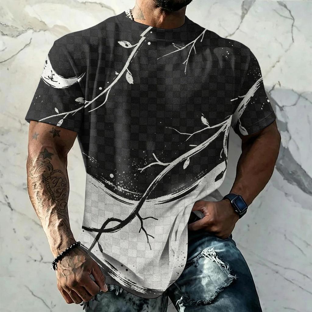 Men's Halloween Vintage Short Sleeve T Shirt Loose Breathable Summer Sports Streetwear Casual Daily Top with Pumpkin and Bat Print