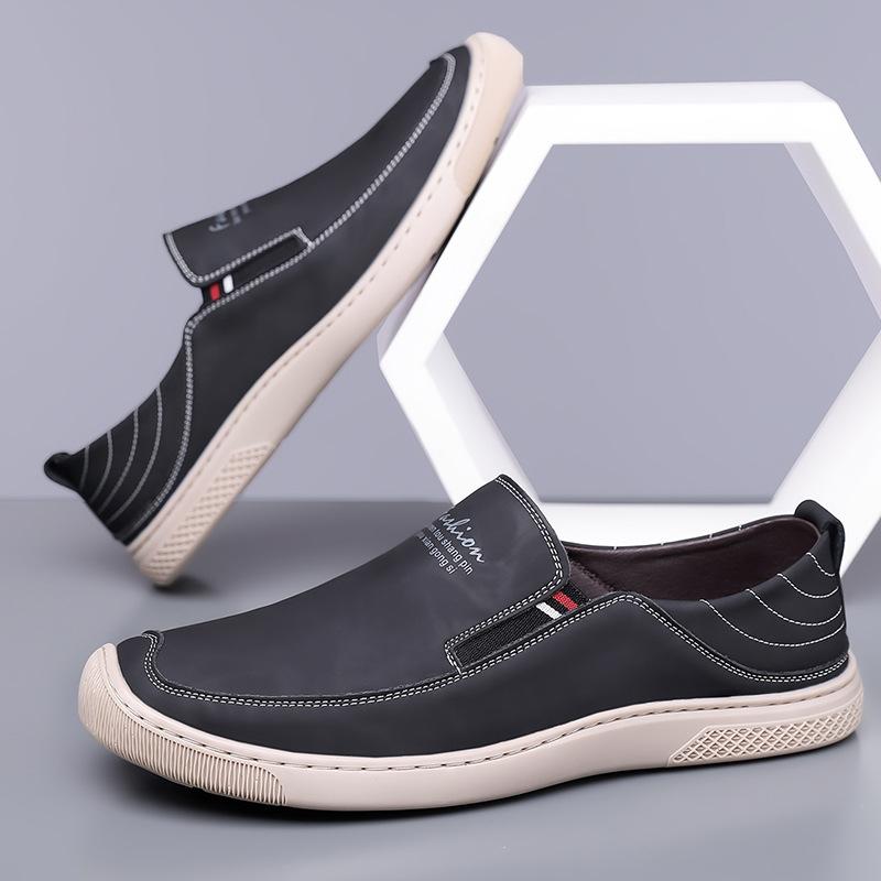 

New business leather shoes casual shoes men s shoes Korean version versatile fashion men s tide one-pedal leather shoes 38 чорний