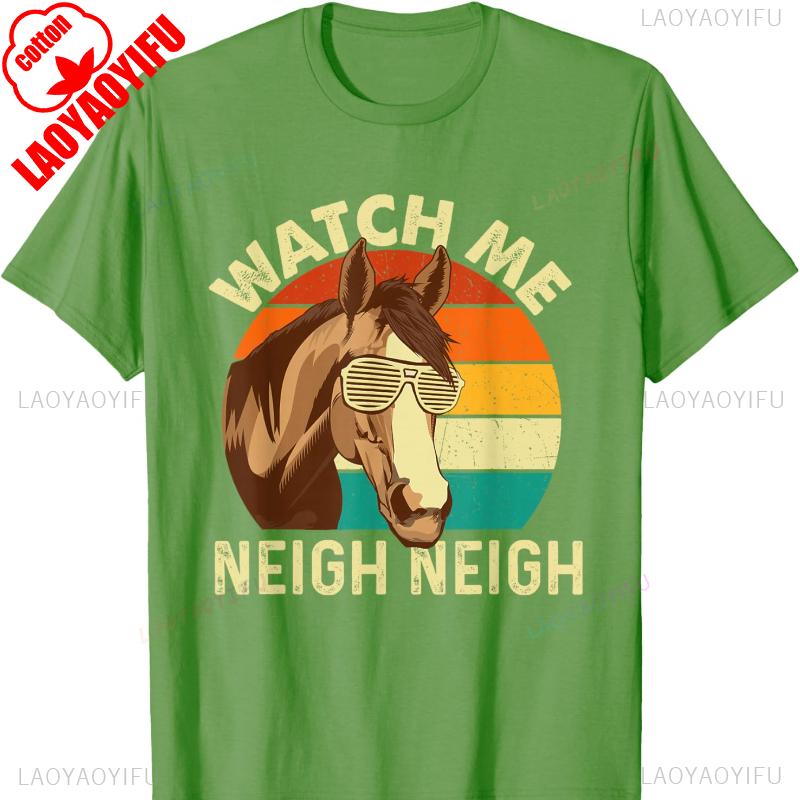 Watch Me Neigh Neigh  Retro Vintage Horse Lover HorseUnisex TShirt Short Sleeve Cotton Top All Seasons Casual Fashion Comfortable