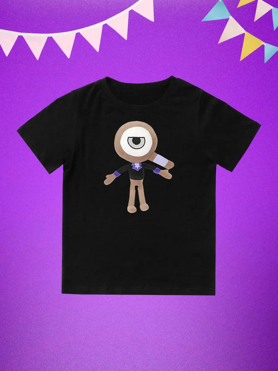Round Neck Printed Pattern Pullover Short Sleeve Kids Tops Dendy Roblox Character 150