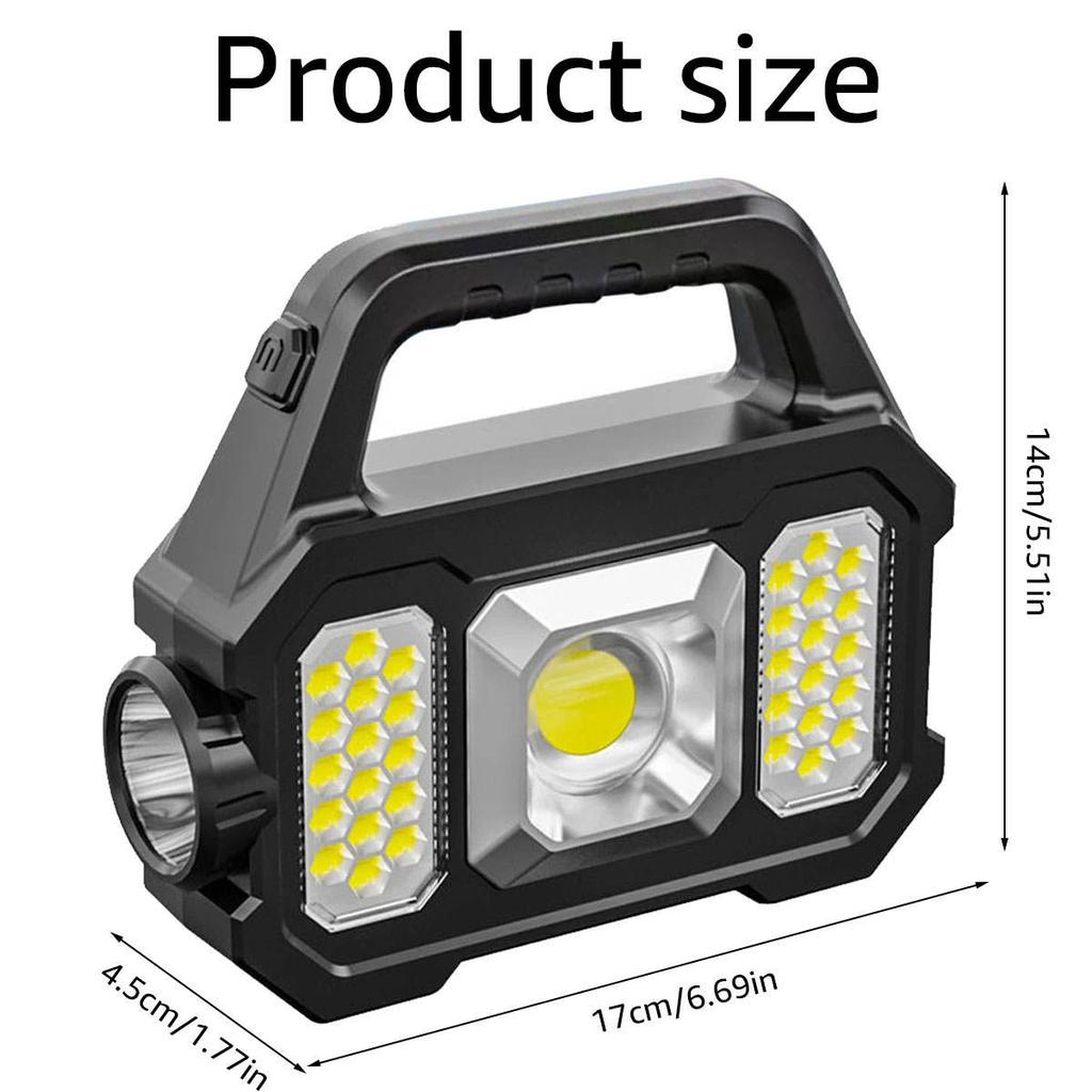 Solar Handheld Flashlights Usb Rechargeable 6 Modes Multifunction Lights Super Bright Cob Led Searchlight For Fishing