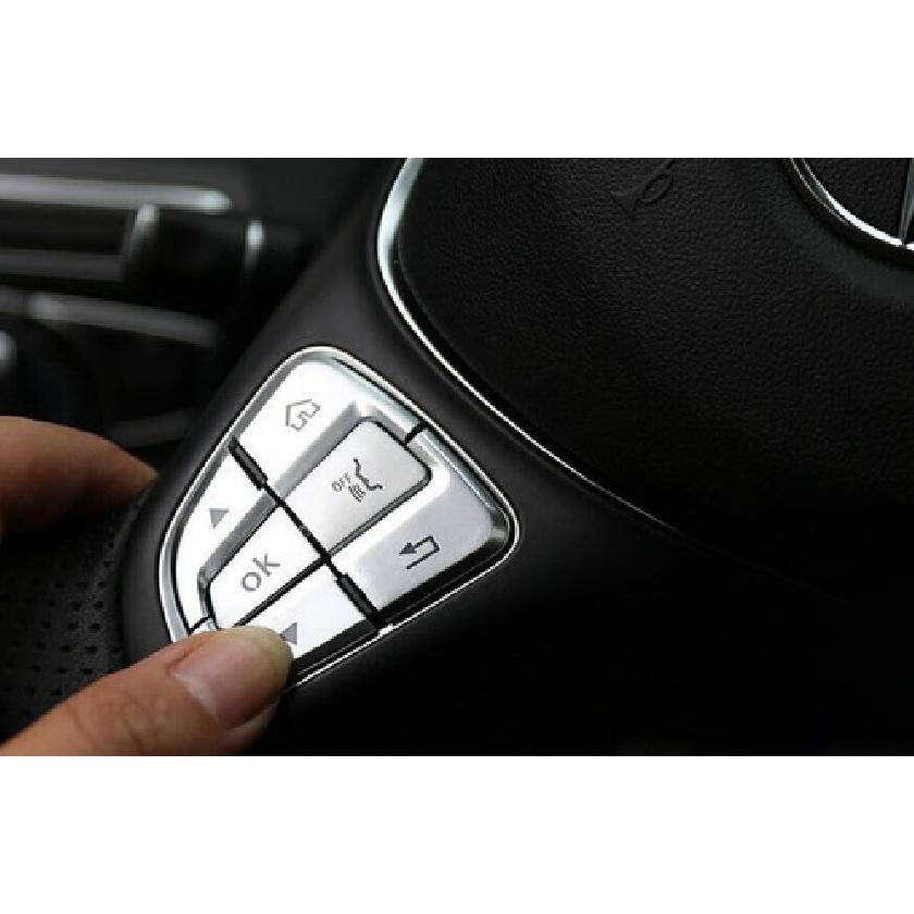 ABS Silver Steering Wheel Button Frame Trim For Benz C-Class W205 2015 2016-2018