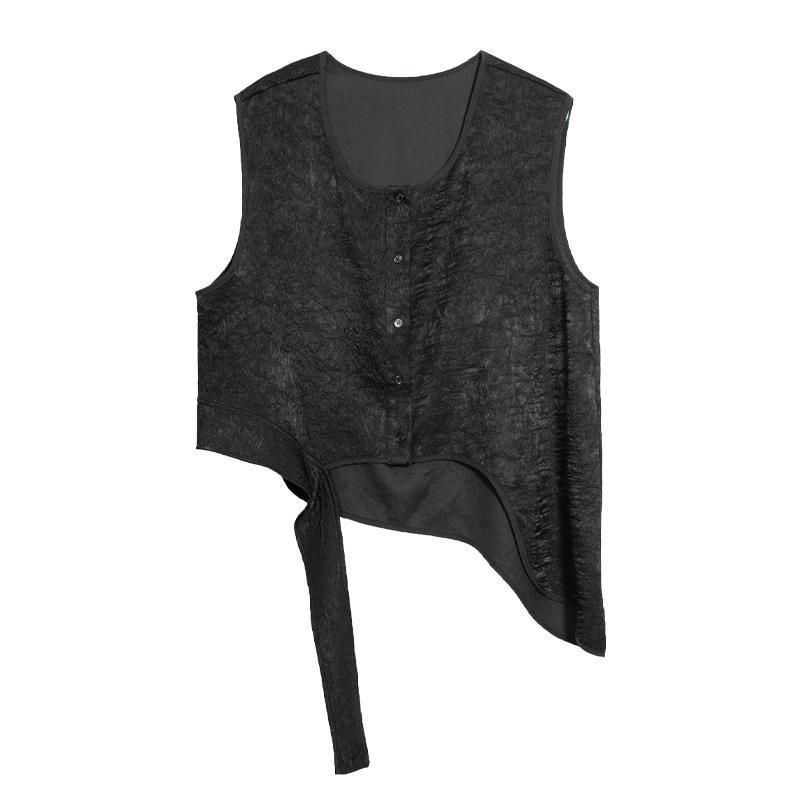 

Корейский стиль нерегулярный жилет - Весенне-осенняя многослойная майка One size (90-150 jin) чёрный