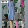 Fashion Summer Spring Solid Color Print 3/4 Sleeves O-Neck Casual Dresses