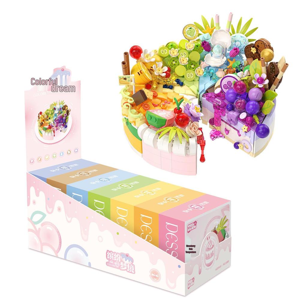 Mini2179 Geburtstagstorte Dessert DIY Zusammenbau Baustein Spielzeug Modell Ornament Geschenk