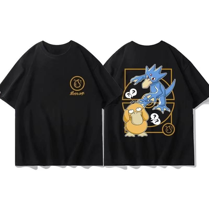 

Pokémon Animation Derivatives Short Sleeve TShirt Gengar Psyduck Mewtwo Printed Unisex Women Children Summer New Fashion Top M