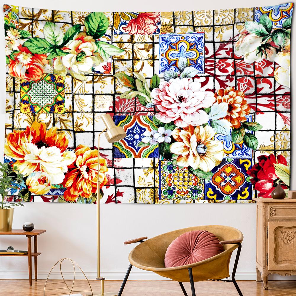 

Цветочный гобелен настенный Мандала богемный хиппи колдовство искусство TAPIZ общежитие декор для гостиной 95x70cm