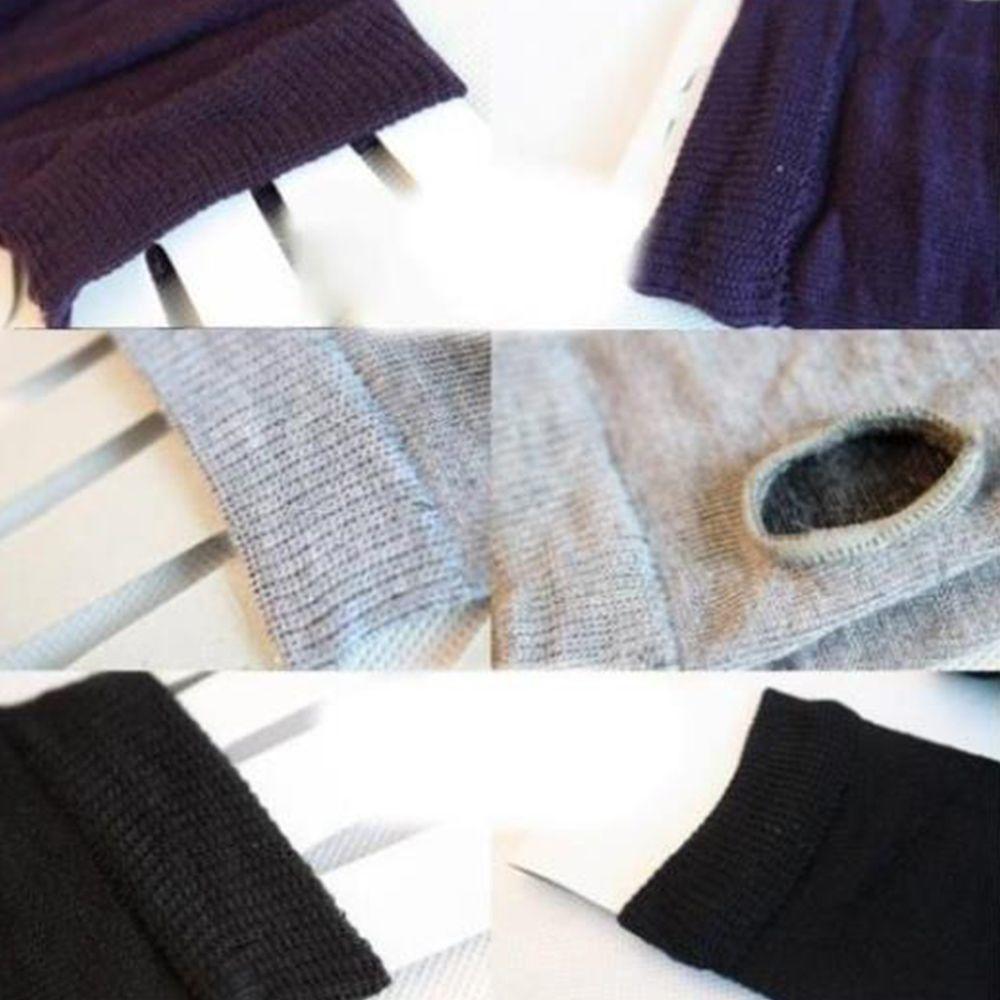 Knit Women Black Fashion Unisex Warmers Warm Winter Trendy Gloves Long Fingerless Arm