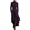 European Style Autumn/Winter 2025 Women's Solid Color Long Sleeve High Neck Irregular Dress