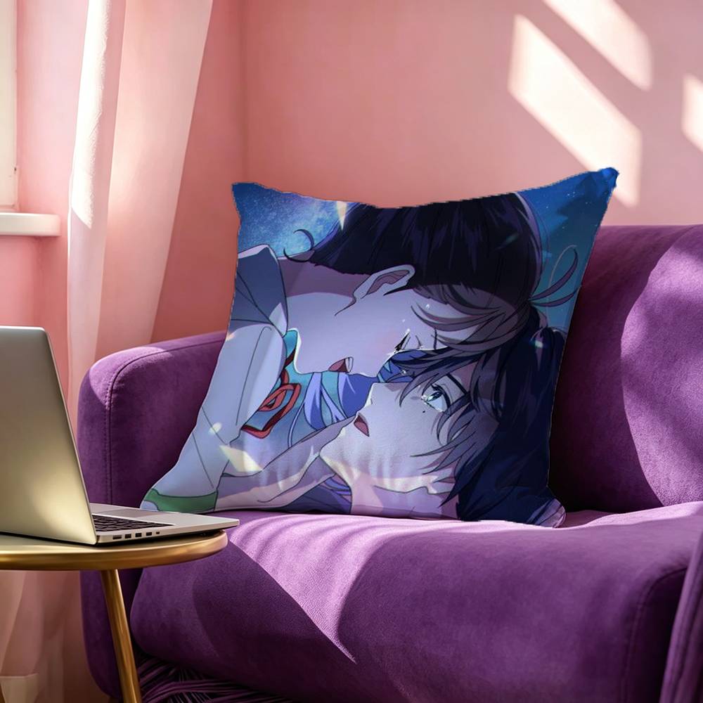 Movie SSuzume Square DoubleSided printed Pillow Case Bedroom Bedside Pillow Sofa Cushion Cover