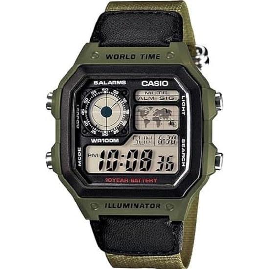 CASIO World Time digital wristwatch AE-1200WHB-3BV green overseas model