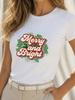 (Asian Size) Short Sleeve T-shirts Happy Festival Merry Christmas Fashion Women's Top O-neck T Shirt Print Casual New Year Clothing Graphic Tee