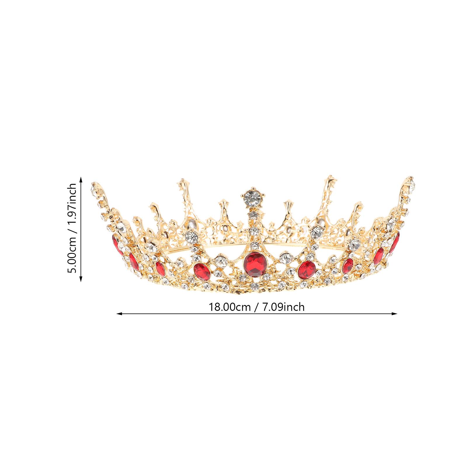 

1Pcs Wedding Crown Crystal Alloy Baroque Design Exquisite Bride Hair Decor Elegant Tiara for Prom Birthday Anniversary Costume красный